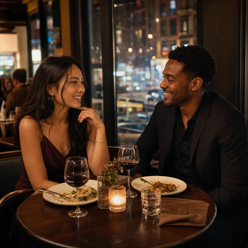 Illustrative dinner and wine date Activity with two adults